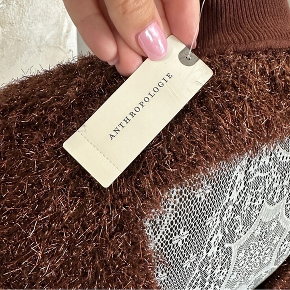 Anthropologie Maeve Brown Y2K Eyelash Knit Sweater, Size XXS - Picture 6 of 10